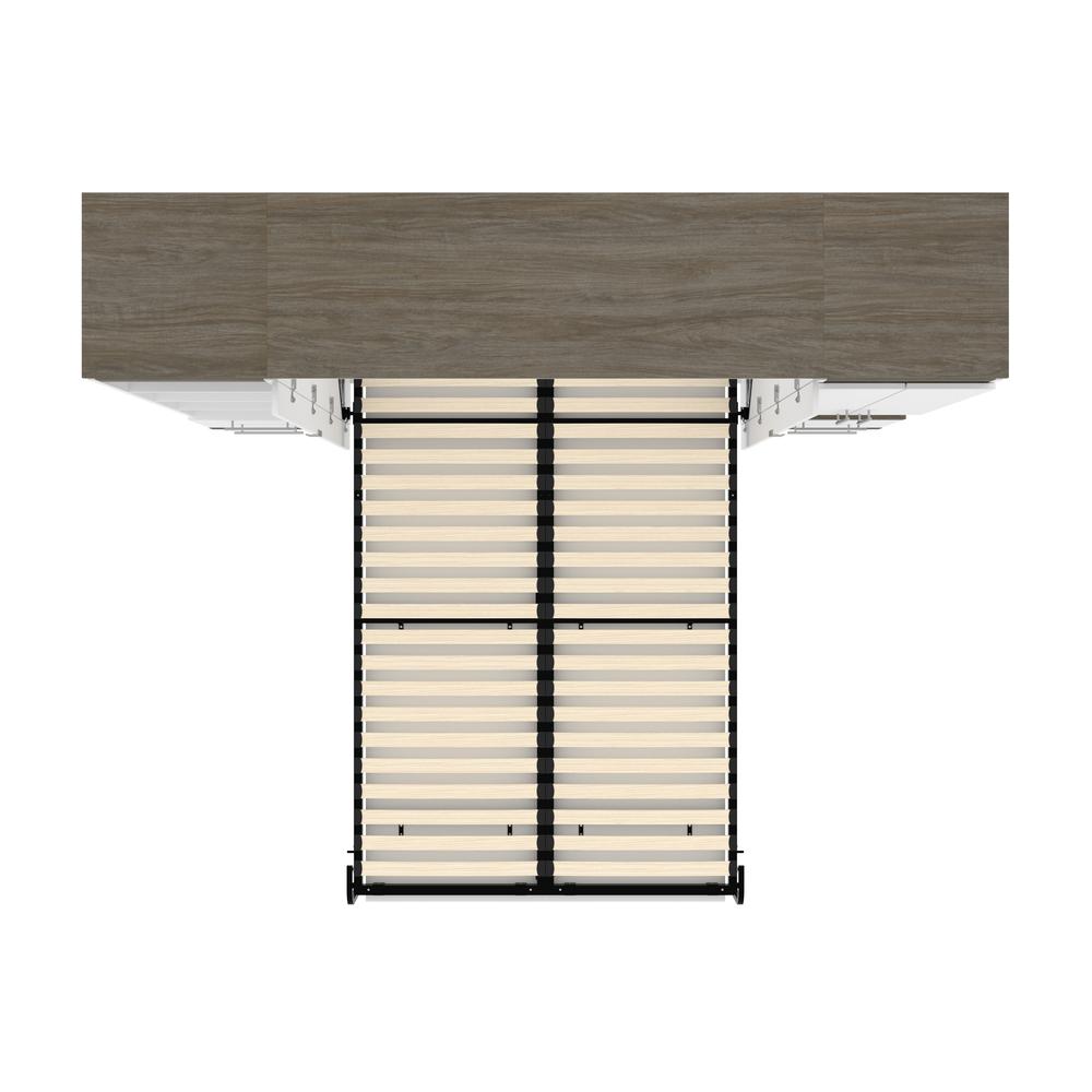 Orion  98W Full Murphy Bed and Narrow Storage Solutions with Drawers (99W) in white & walnut grey. Picture 4