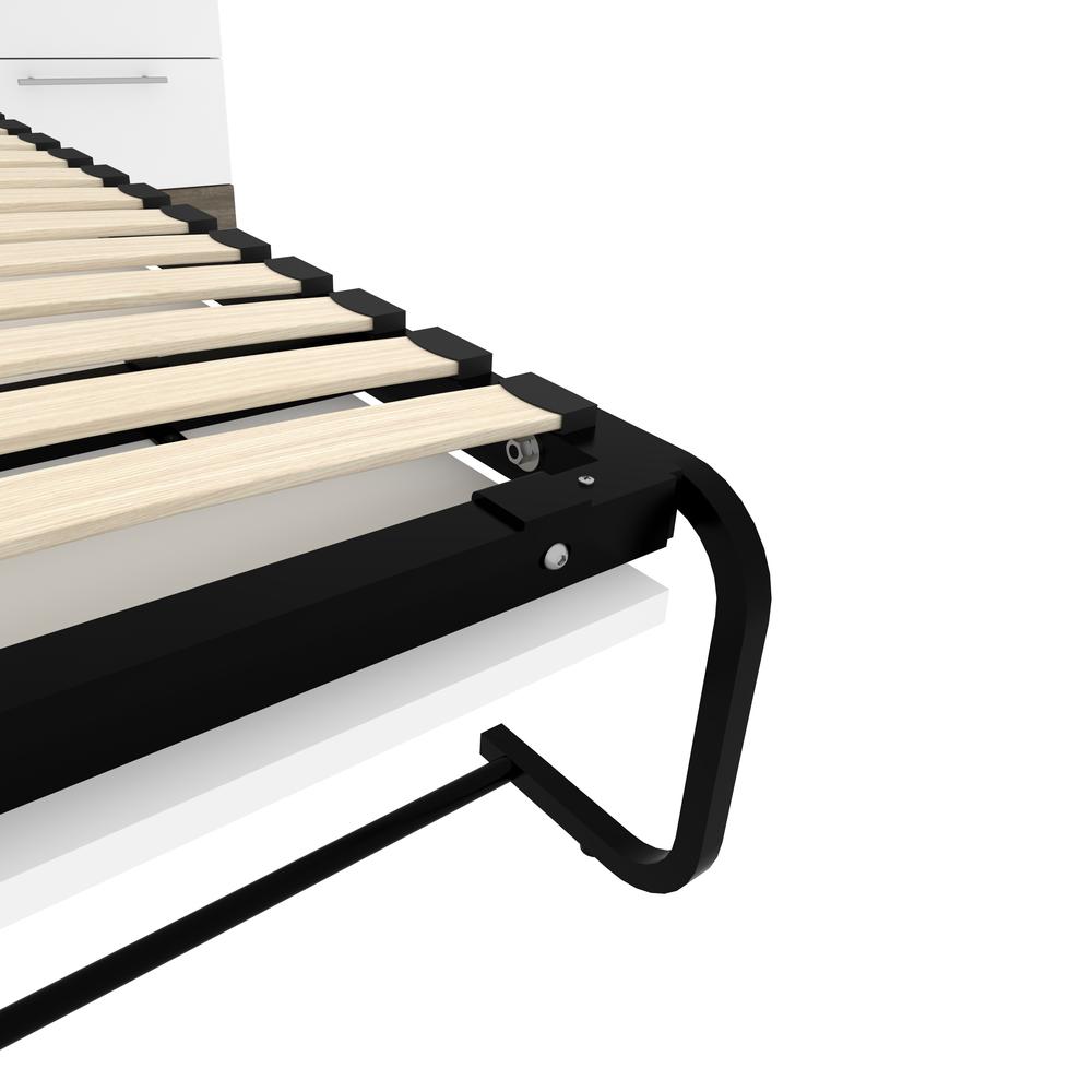 Orion  98W Full Murphy Bed and Narrow Storage Solutions with Drawers (99W) in white & walnut grey. Picture 15