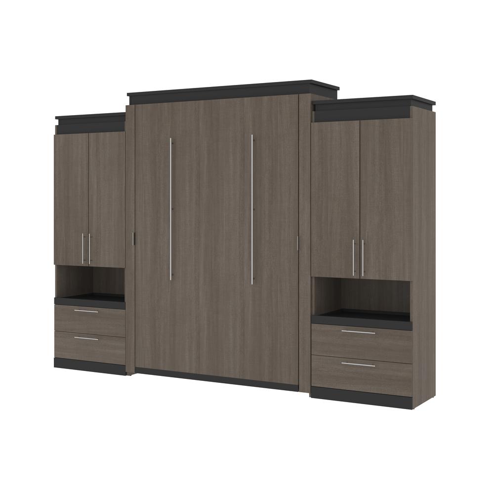 Orion Queen Murphy Bed with Storage Cabinets and Pull-Out Shelves (126W). Picture 1