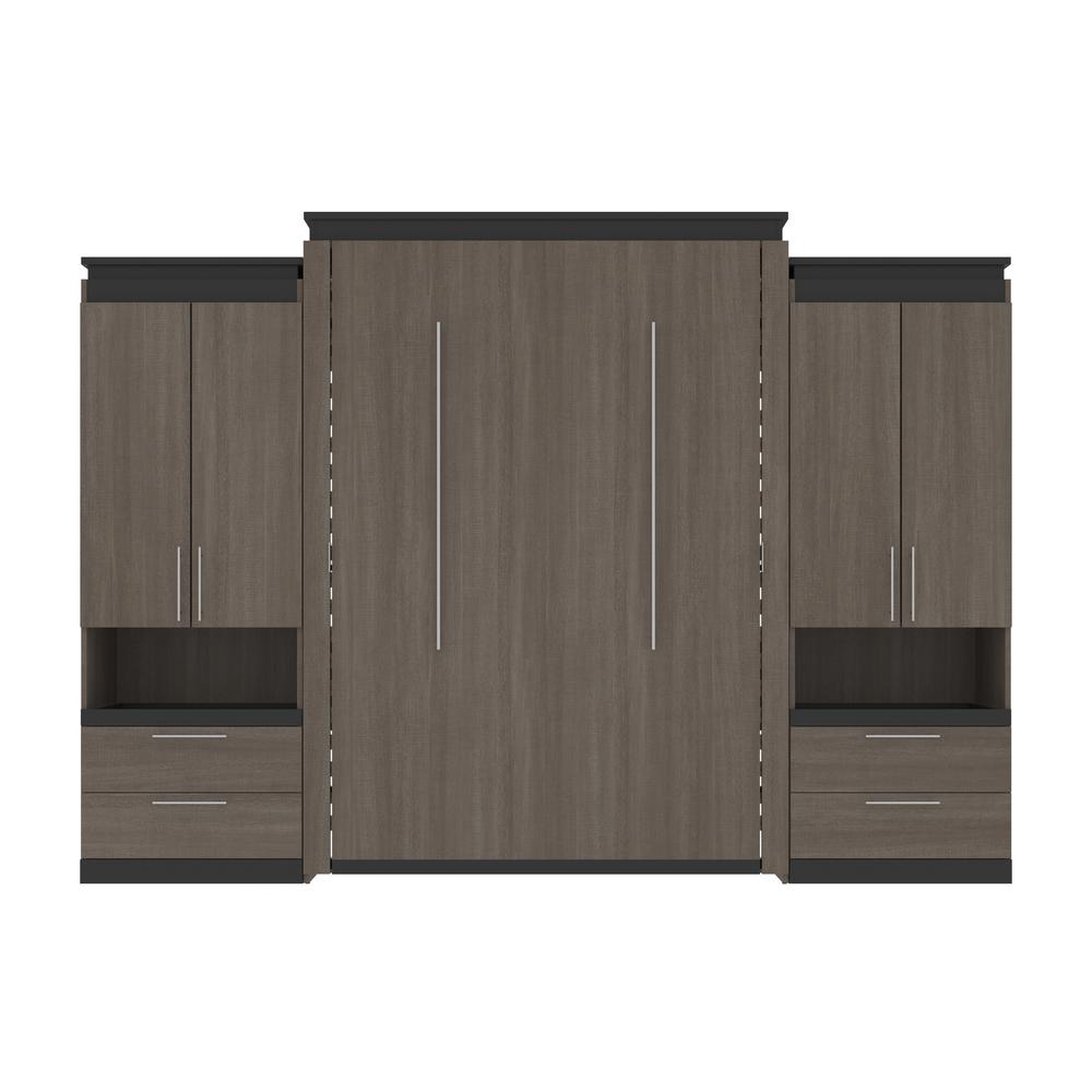 Orion Queen Murphy Bed with Storage Cabinets and Pull-Out Shelves (126W). Picture 2