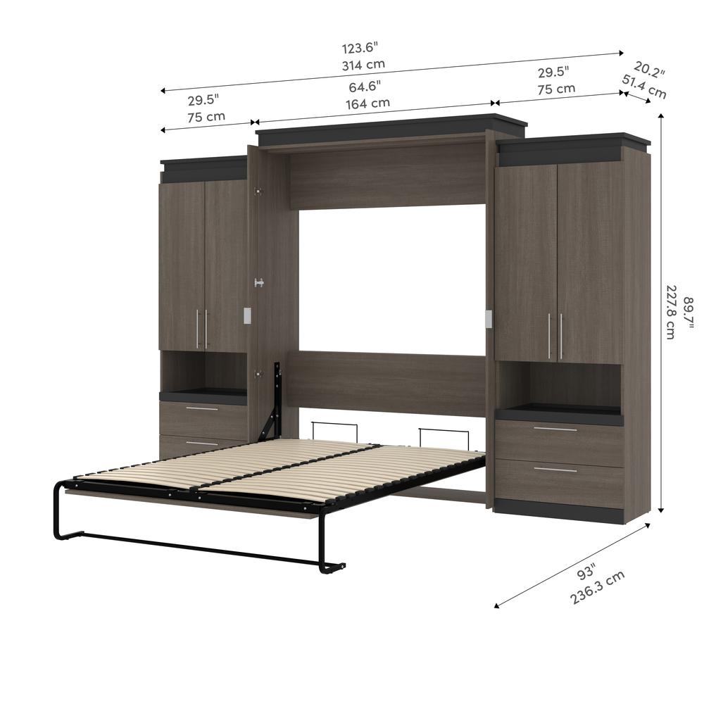 Orion Queen Murphy Bed with Storage Cabinets and Pull-Out Shelves (126W). Picture 11
