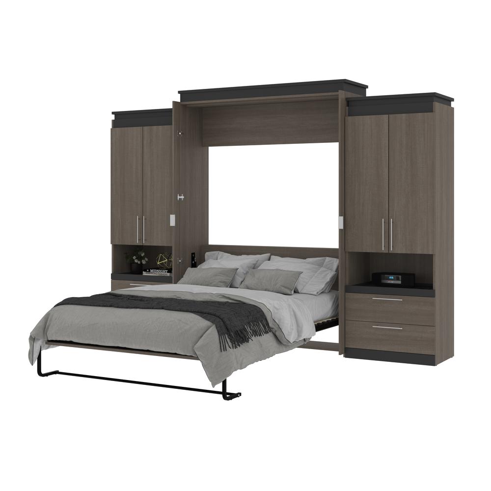 Orion Queen Murphy Bed with Storage Cabinets and Pull-Out Shelves (126W). Picture 24