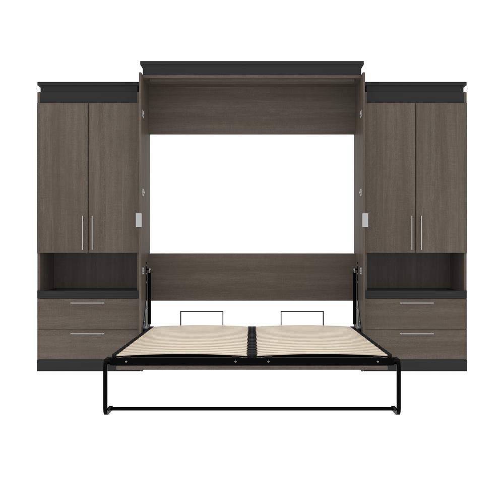 Orion Queen Murphy Bed with Storage Cabinets and Pull-Out Shelves (126W). Picture 25