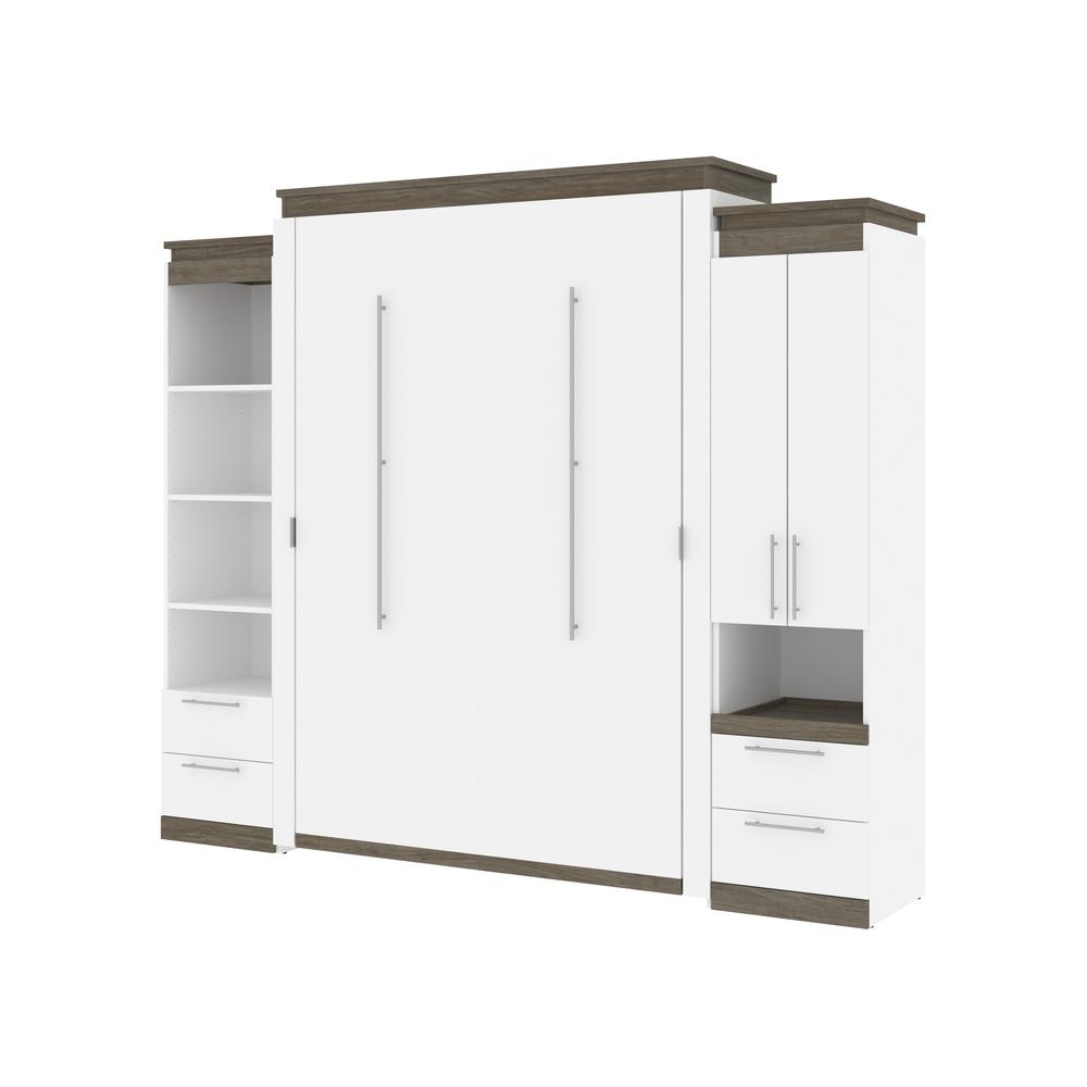Queen Murphy Bed with Storage Cabinet and Tall Shelf with Drawers. Picture 1