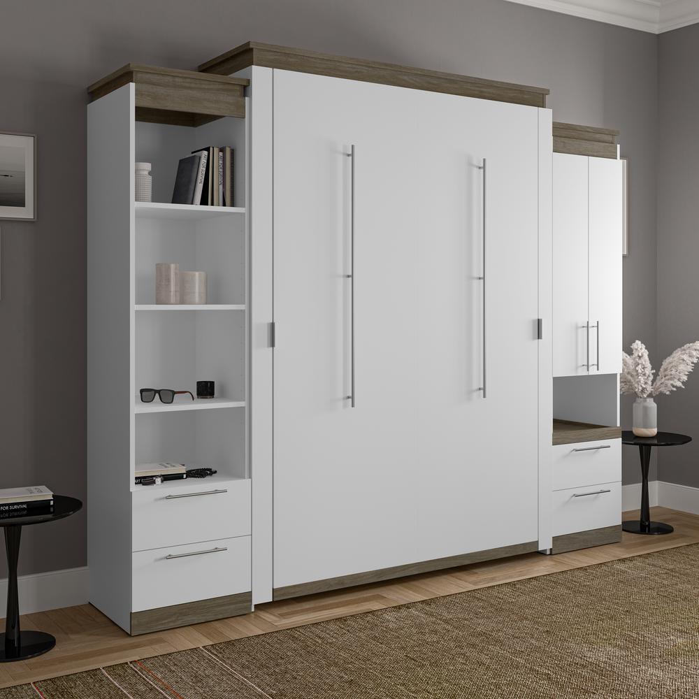Queen Murphy Bed with Storage Cabinet and Tall Shelf with Drawers. Picture 4
