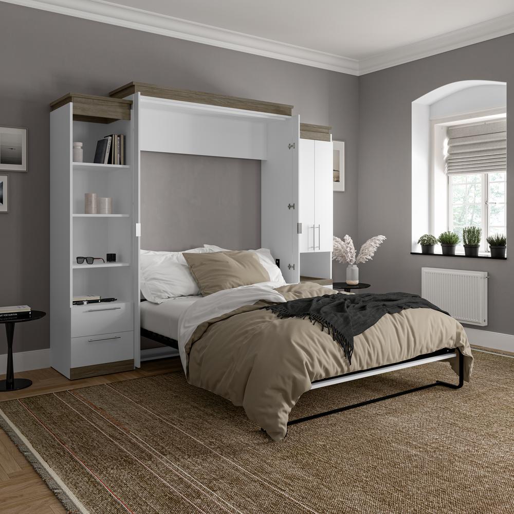 Queen Murphy Bed with Storage Cabinet and Tall Shelf with Drawers. Picture 5