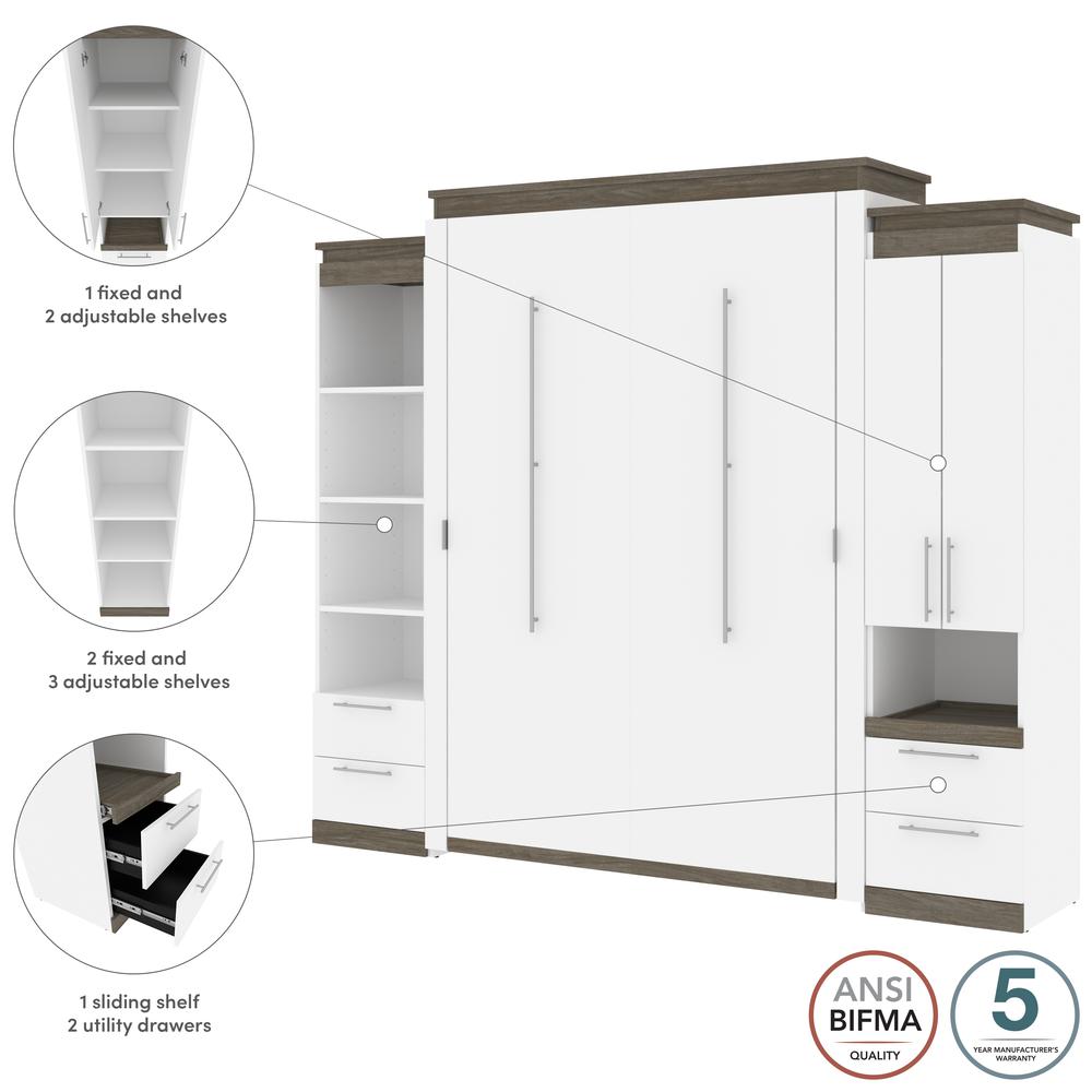 Queen Murphy Bed with Storage Cabinet and Tall Shelf with Drawers. Picture 7