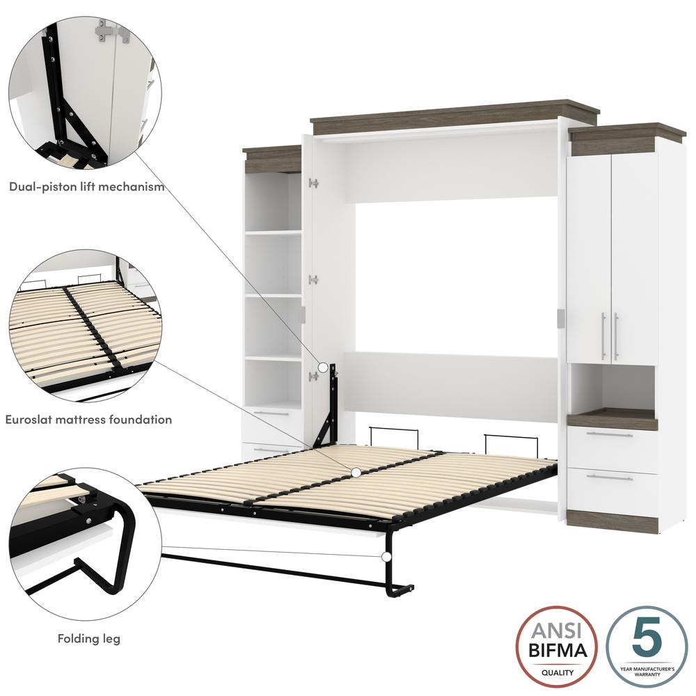 Queen Murphy Bed with Storage Cabinet and Tall Shelf with Drawers. Picture 8