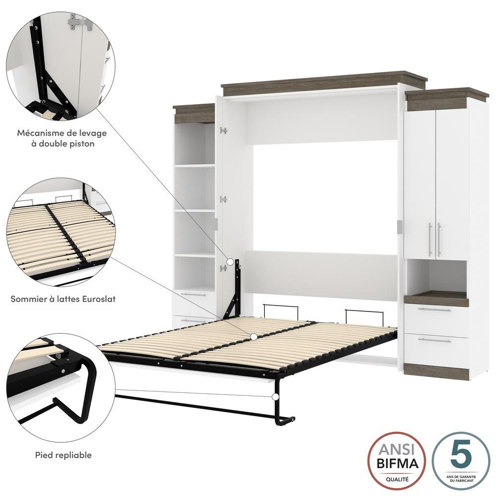 Queen Murphy Bed with Storage Cabinet and Tall Shelf with Drawers. Picture 9