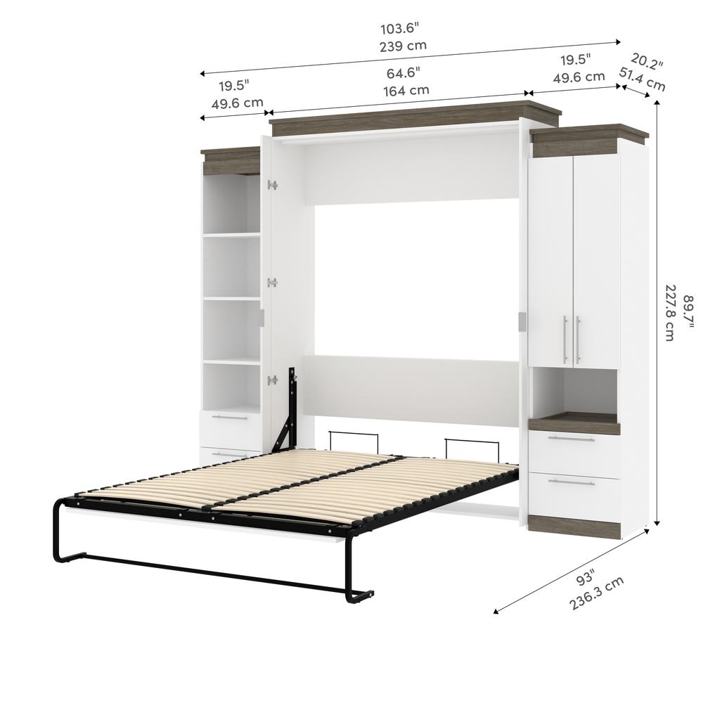 Queen Murphy Bed with Storage Cabinet and Tall Shelf with Drawers. Picture 11