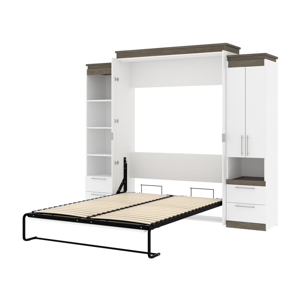Queen Murphy Bed with Storage Cabinet and Tall Shelf with Drawers. Picture 23