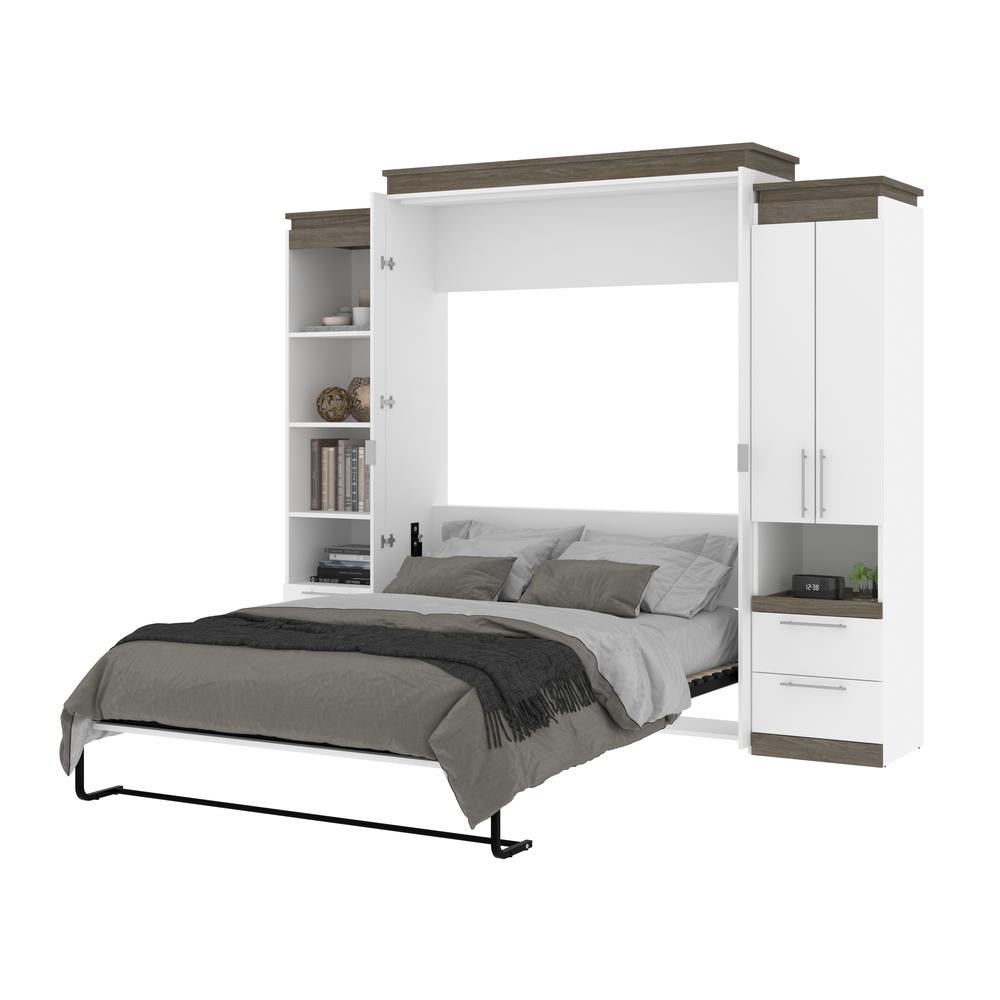 Queen Murphy Bed with Storage Cabinet and Tall Shelf with Drawers. Picture 24