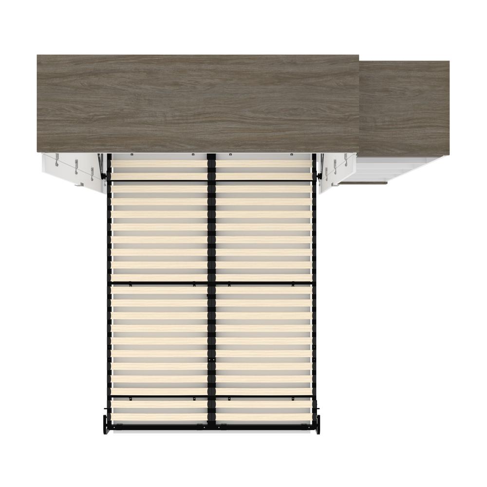 Queen Murphy Bed with Shelves (87W) in White and Walnut Grey. Picture 3