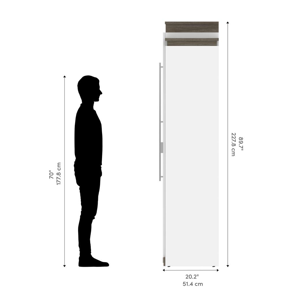 Queen Murphy Bed with Shelves (87W) in White and Walnut Grey. Picture 12