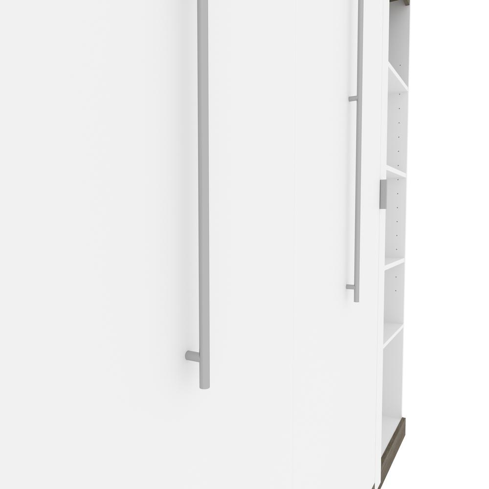 Queen Murphy Bed with Shelves (87W) in White and Walnut Grey. Picture 19