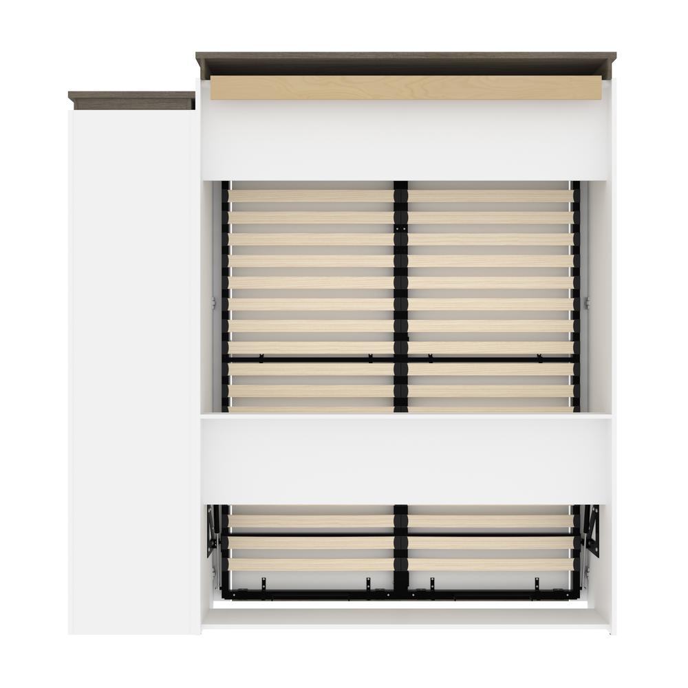 Queen Murphy Bed with Shelves (87W) in White and Walnut Grey. Picture 21