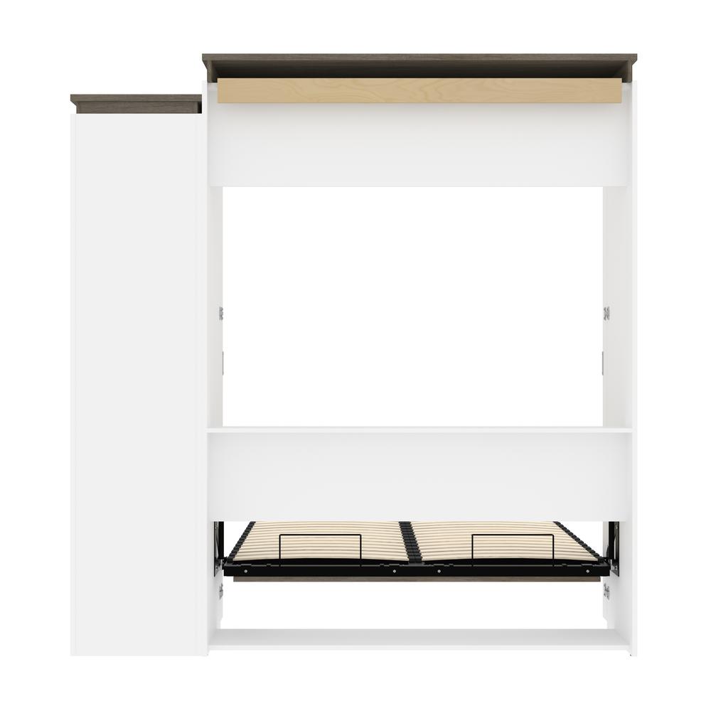 Queen Murphy Bed with Shelves (87W) in White and Walnut Grey. Picture 27