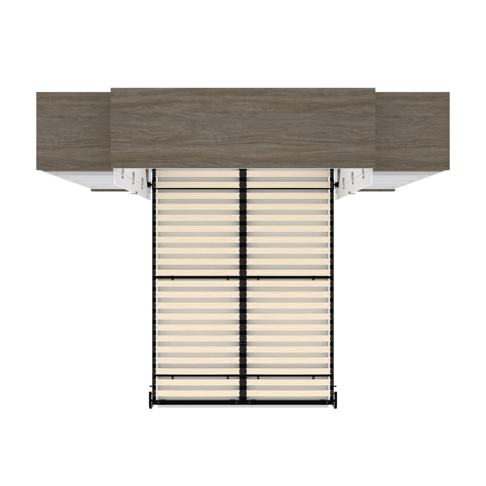 Queen Murphy Bed with Shelves (106W) in White and Walnut Grey. Picture 3