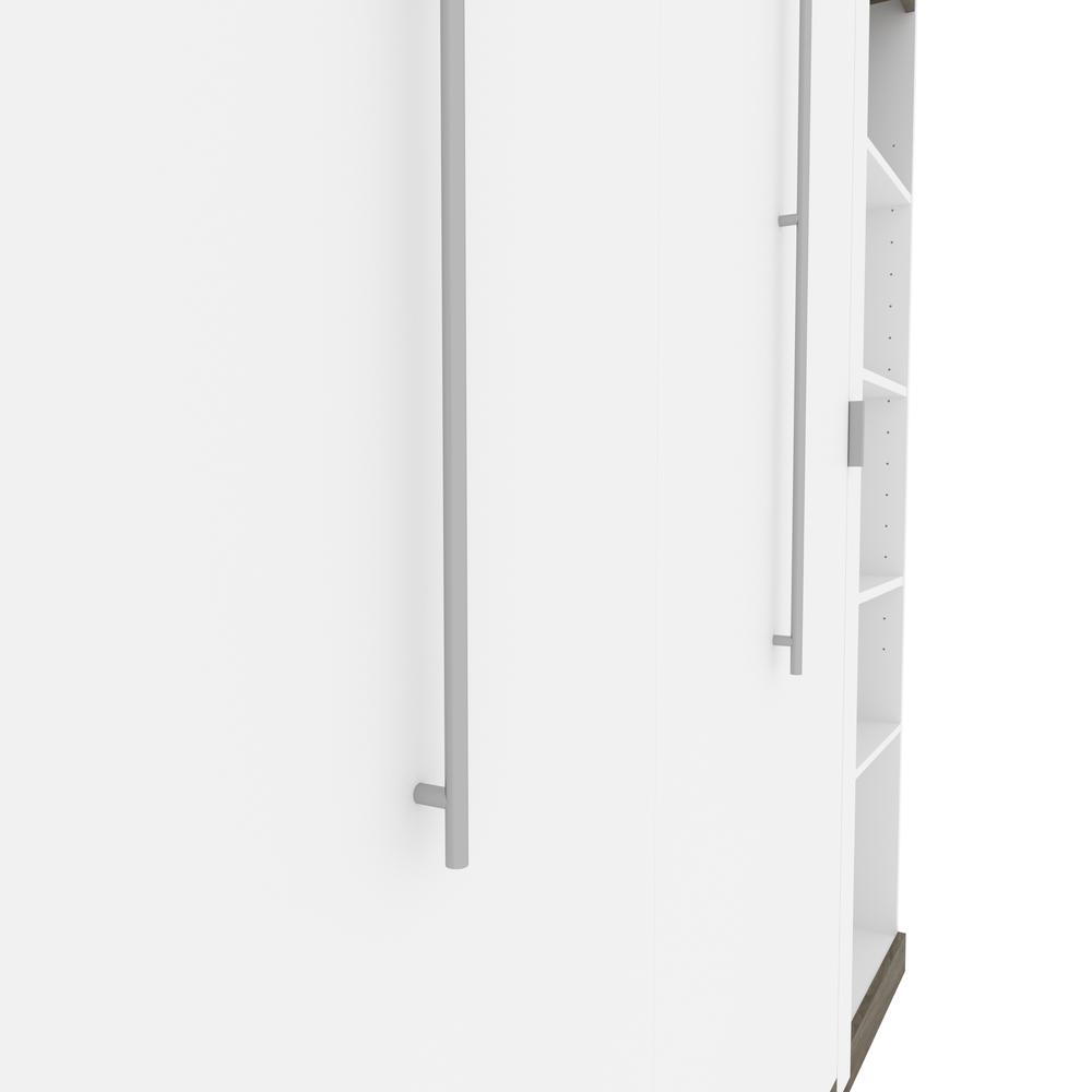 Queen Murphy Bed with Shelves (106W) in White and Walnut Grey. Picture 19