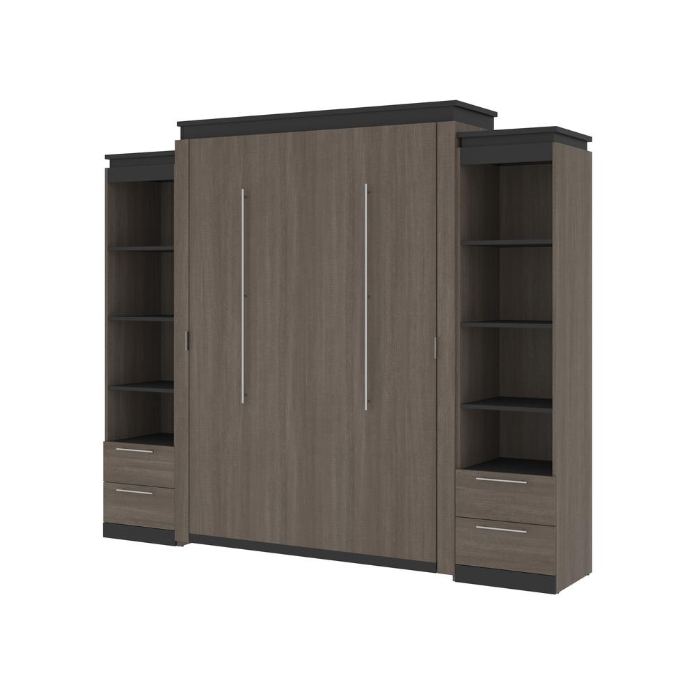 Orion Queen Murphy Bed with Shelves and Drawers (106W). Picture 1