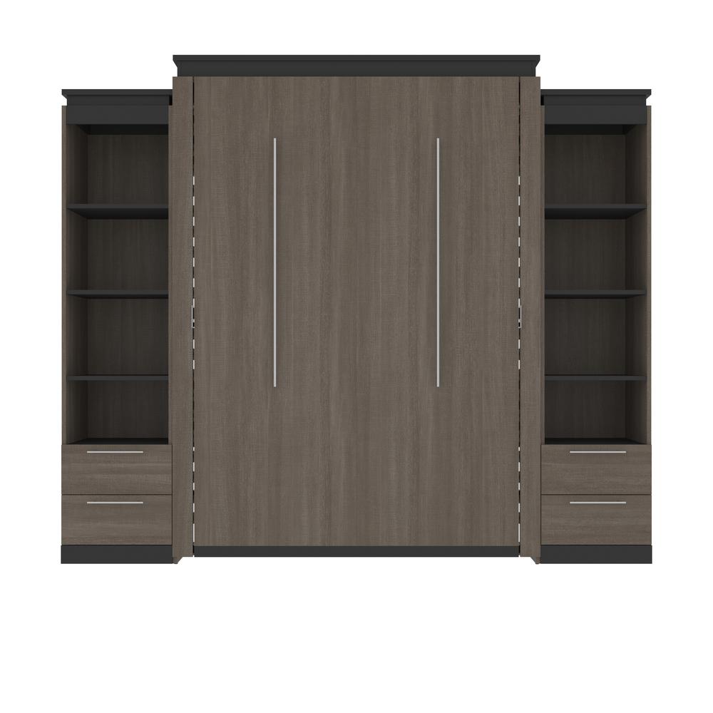 Orion Queen Murphy Bed with Shelves and Drawers (106W). Picture 2