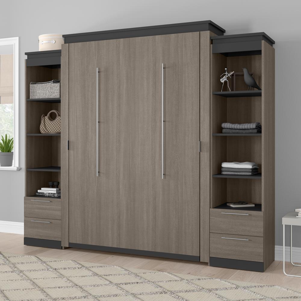 Orion Queen Murphy Bed with Shelves and Drawers (106W). Picture 4
