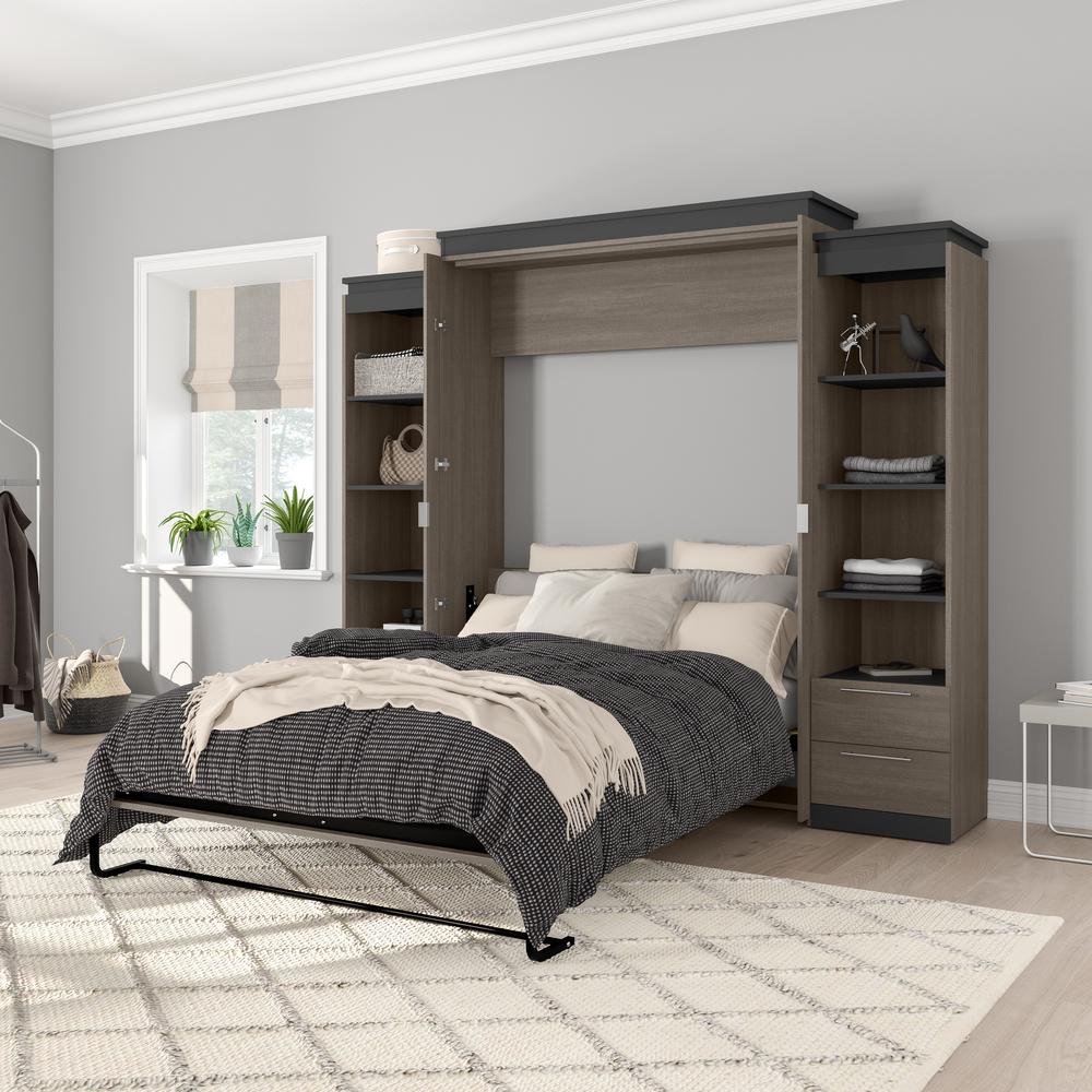 Orion Queen Murphy Bed with Shelves and Drawers (106W). Picture 5