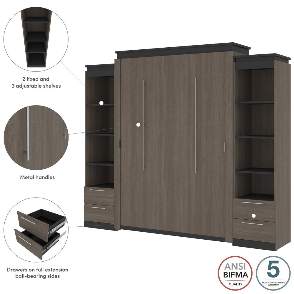 Orion Queen Murphy Bed with Shelves and Drawers (106W). Picture 6