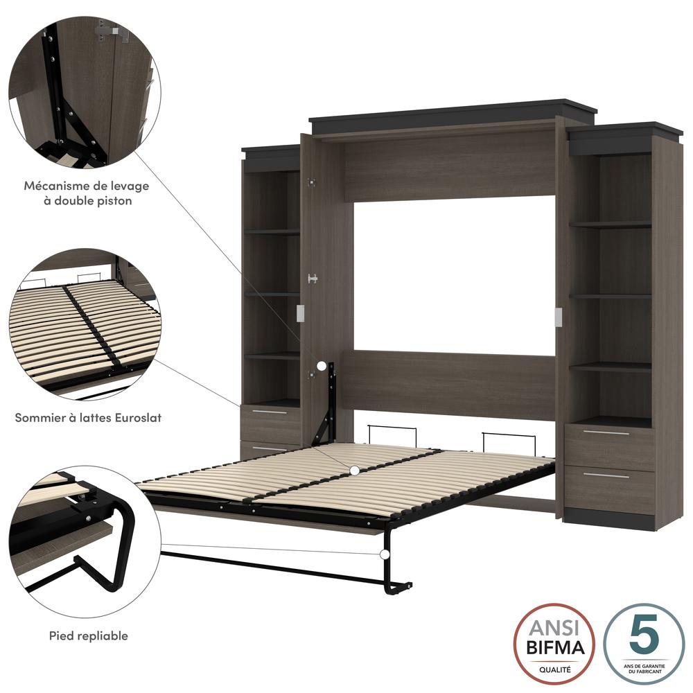 Orion Queen Murphy Bed with Shelves and Drawers (106W). Picture 9