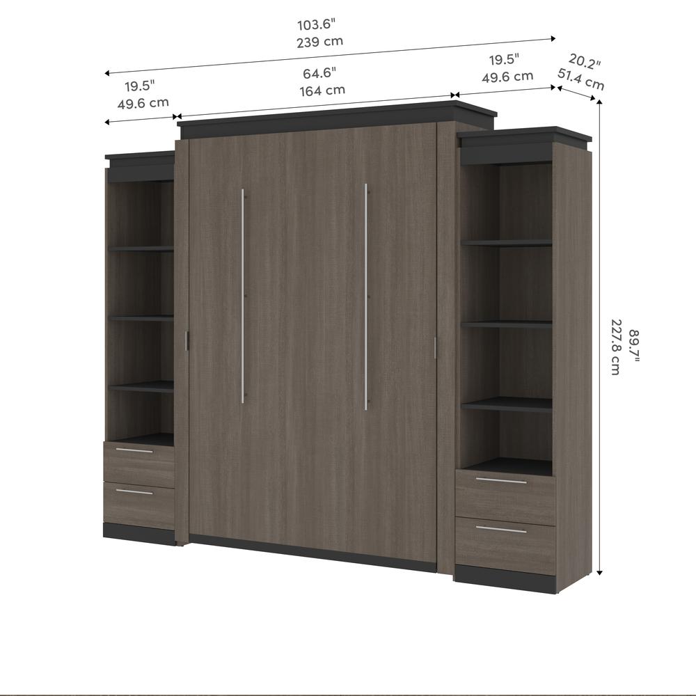 Orion Queen Murphy Bed with Shelves and Drawers (106W). Picture 10