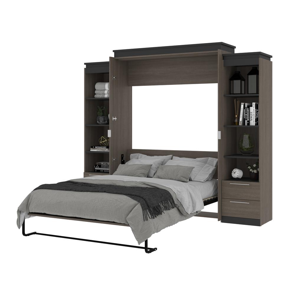 Orion Queen Murphy Bed with Shelves and Drawers (106W). Picture 24