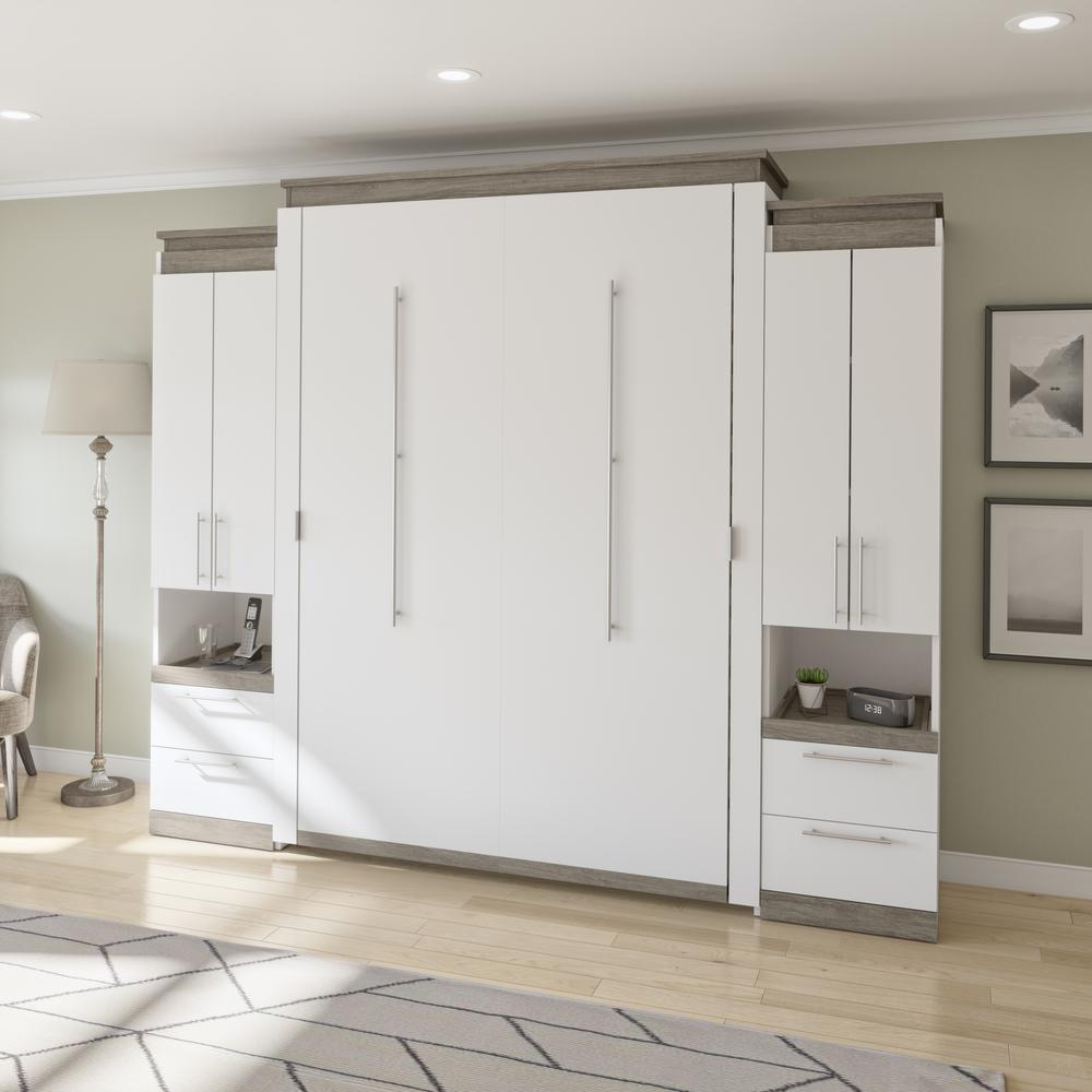 Orion Queen Murphy Bed with Storage Cabinets and Pull-Out Shelves (106W). Picture 4