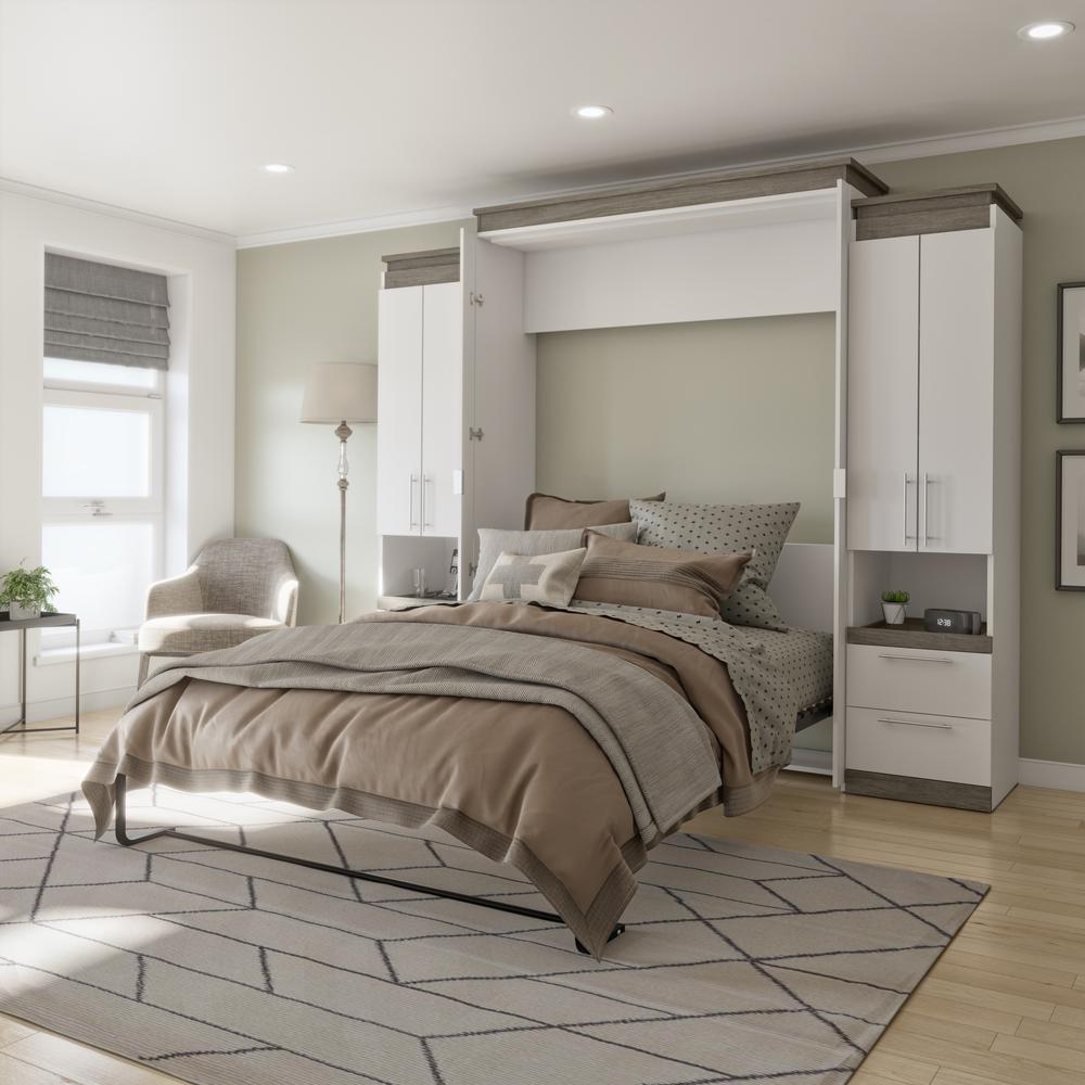 Orion Queen Murphy Bed with Storage Cabinets and Pull-Out Shelves (106W). Picture 5