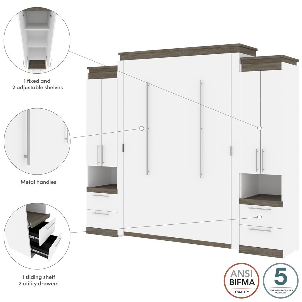 Orion Queen Murphy Bed with Storage Cabinets and Pull-Out Shelves (106W). Picture 6