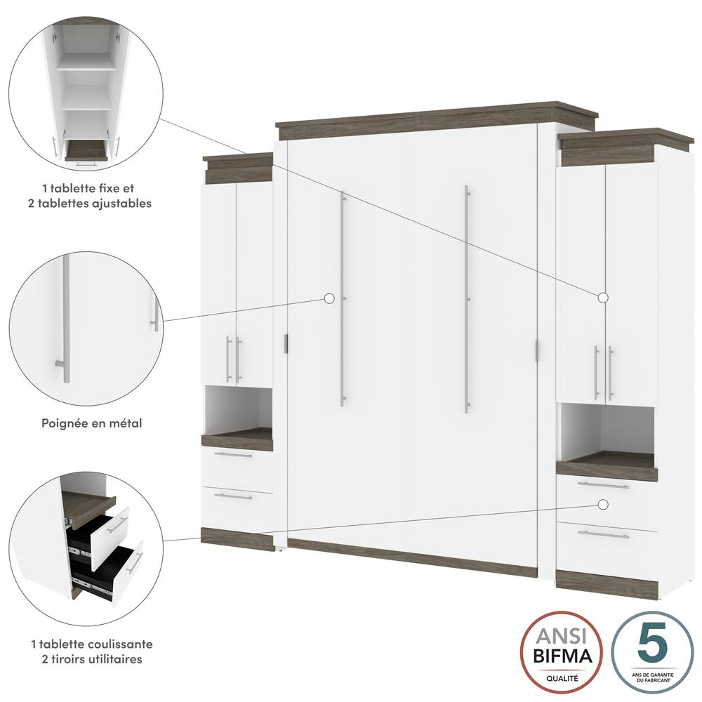 Orion Queen Murphy Bed with Storage Cabinets and Pull-Out Shelves (106W). Picture 7