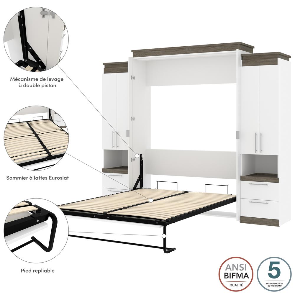 Orion Queen Murphy Bed with Storage Cabinets and Pull-Out Shelves (106W). Picture 9