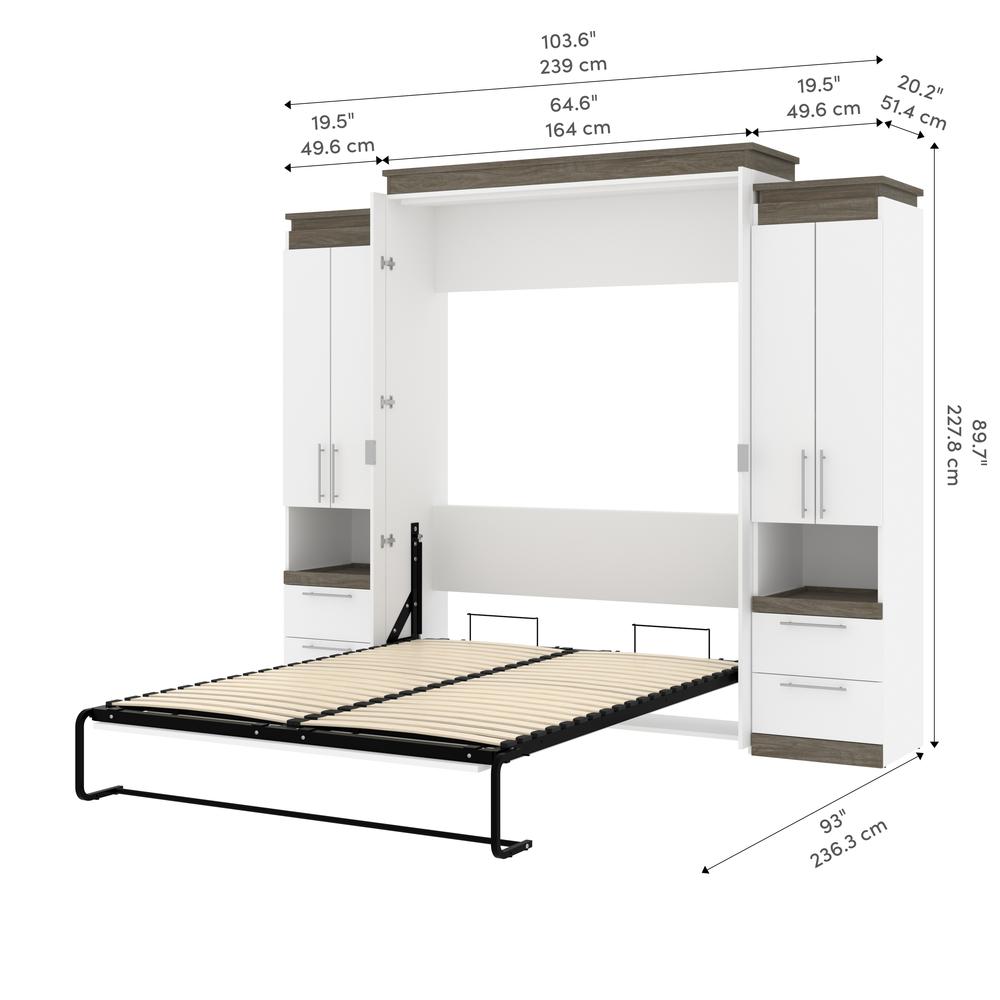 Orion Queen Murphy Bed with Storage Cabinets and Pull-Out Shelves (106W). Picture 11