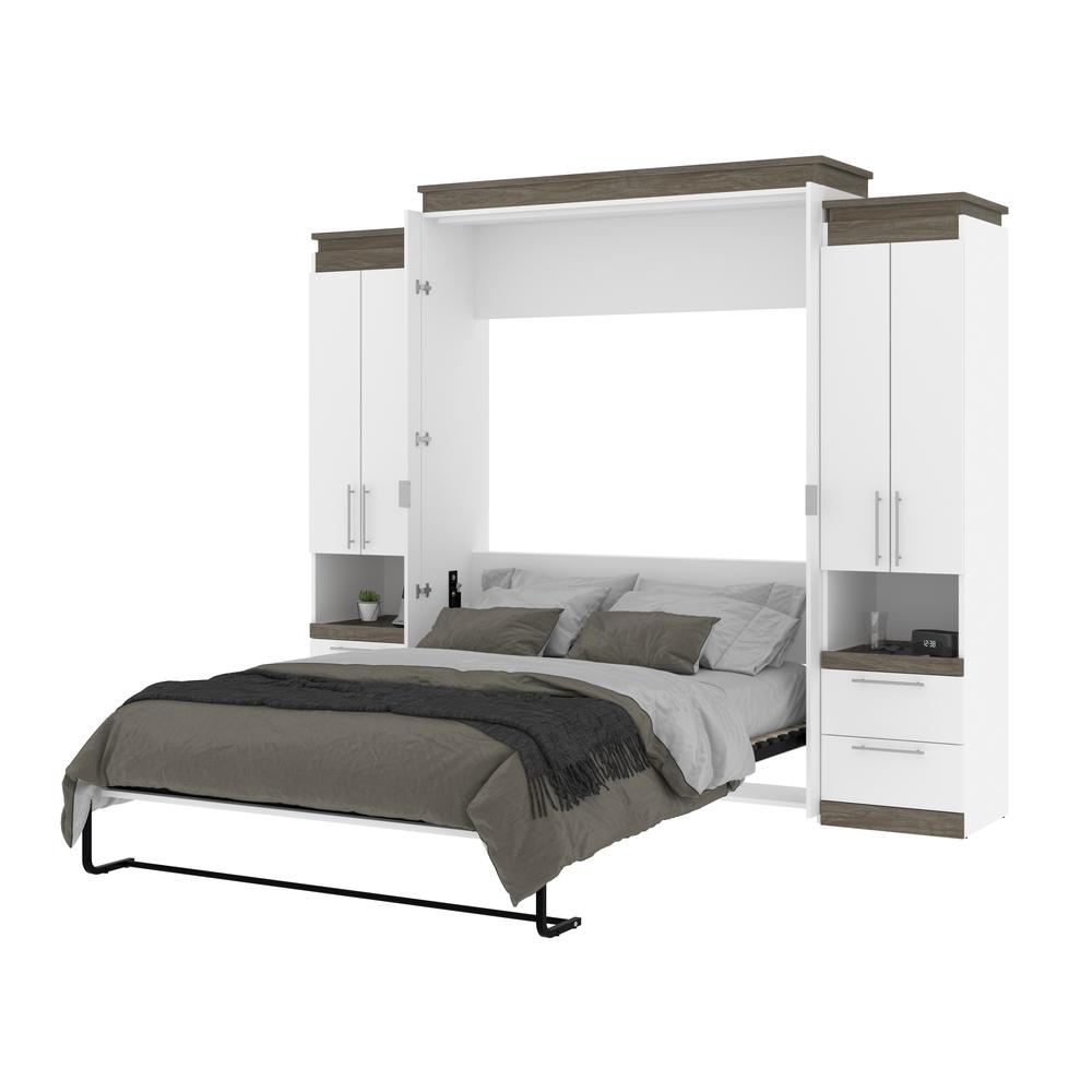 Orion Queen Murphy Bed with Storage Cabinets and Pull-Out Shelves (106W). Picture 24