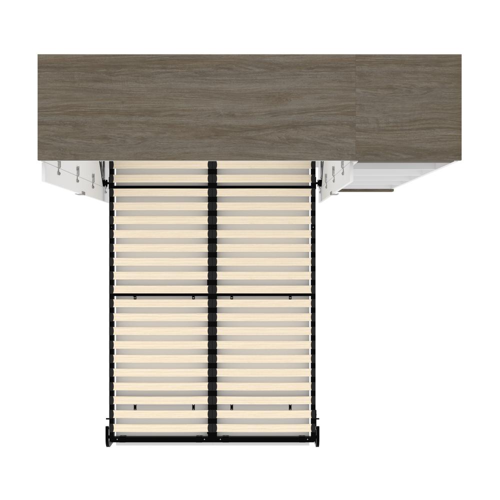 Full Murphy Bed with Shelves (81W) in White and Walnut Grey. Picture 3