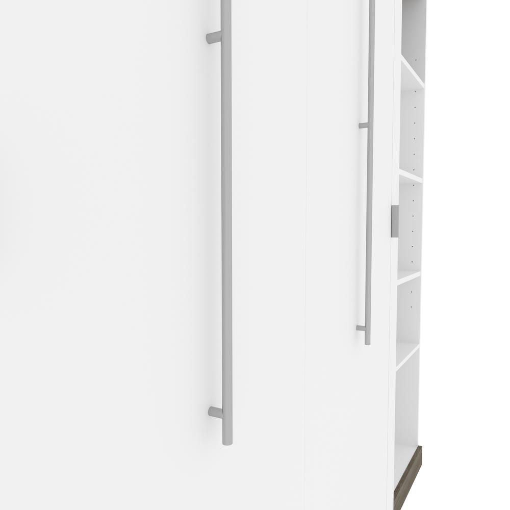 Full Murphy Bed with Shelves (81W) in White and Walnut Grey. Picture 20