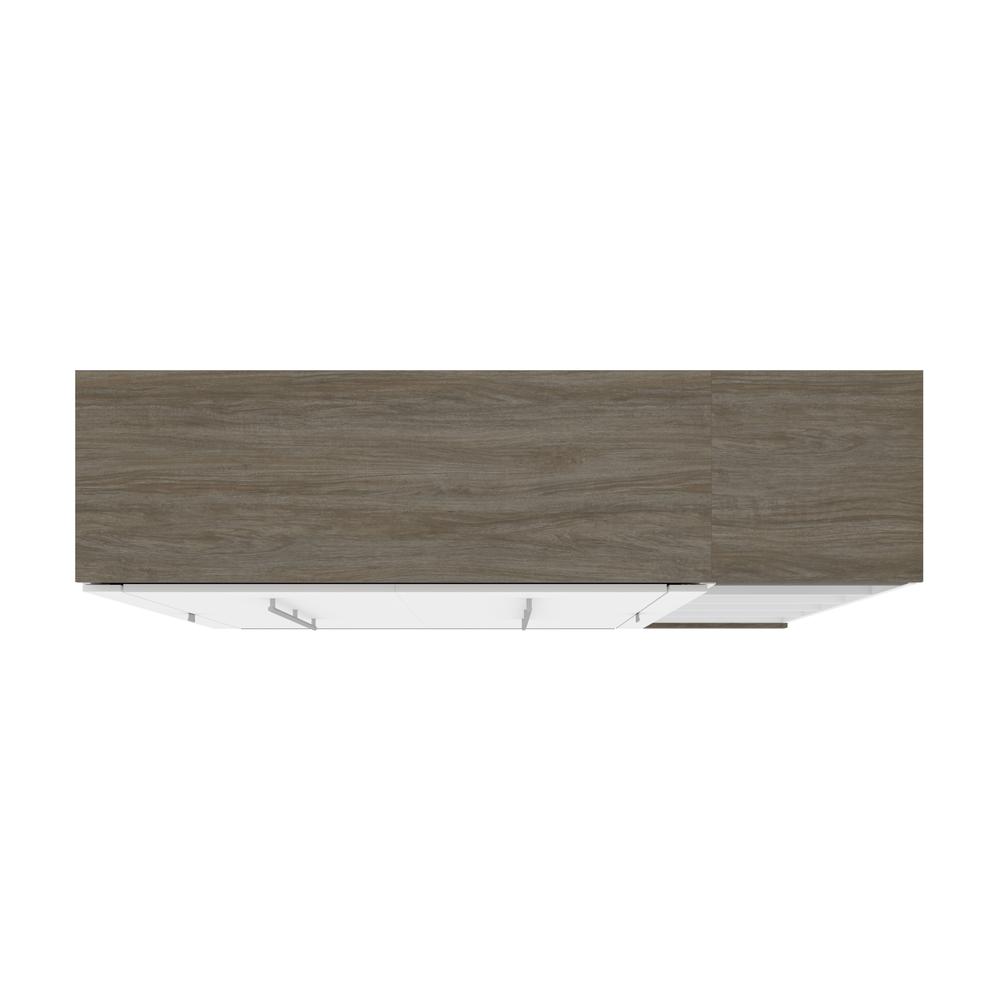 Full Murphy Bed with Shelves (81W) in White and Walnut Grey. Picture 22