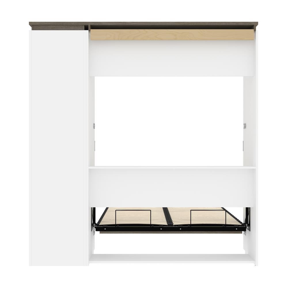 Full Murphy Bed with Shelves (81W) in White and Walnut Grey. Picture 27