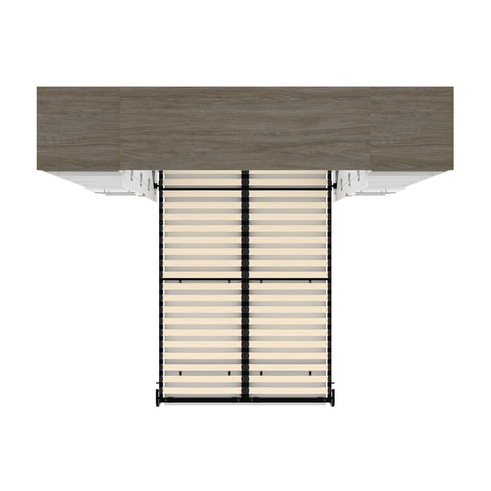 100W Full Murphy Bed with Shelves and Drawers (100W) in White and Walnut Grey. Picture 3