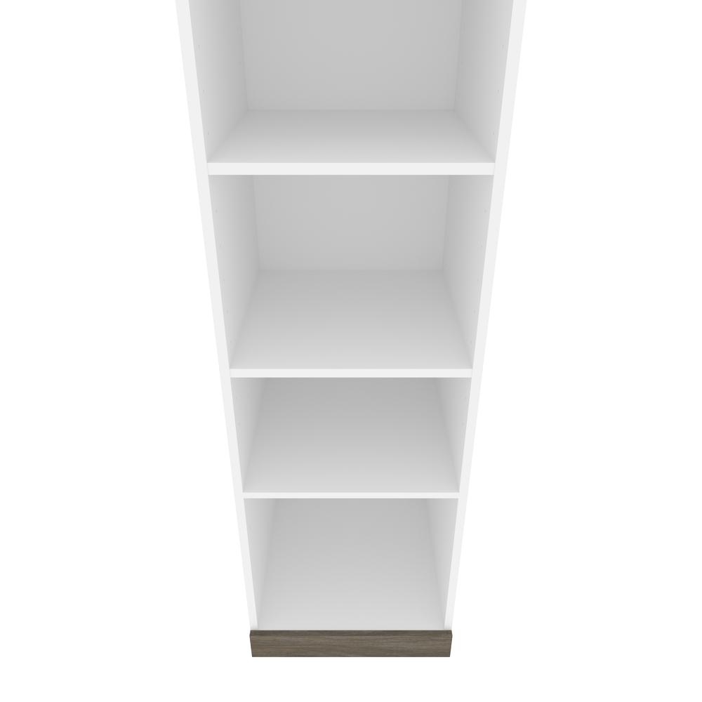 100W Full Murphy Bed with Shelves and Drawers (100W) in White and Walnut Grey. Picture 20
