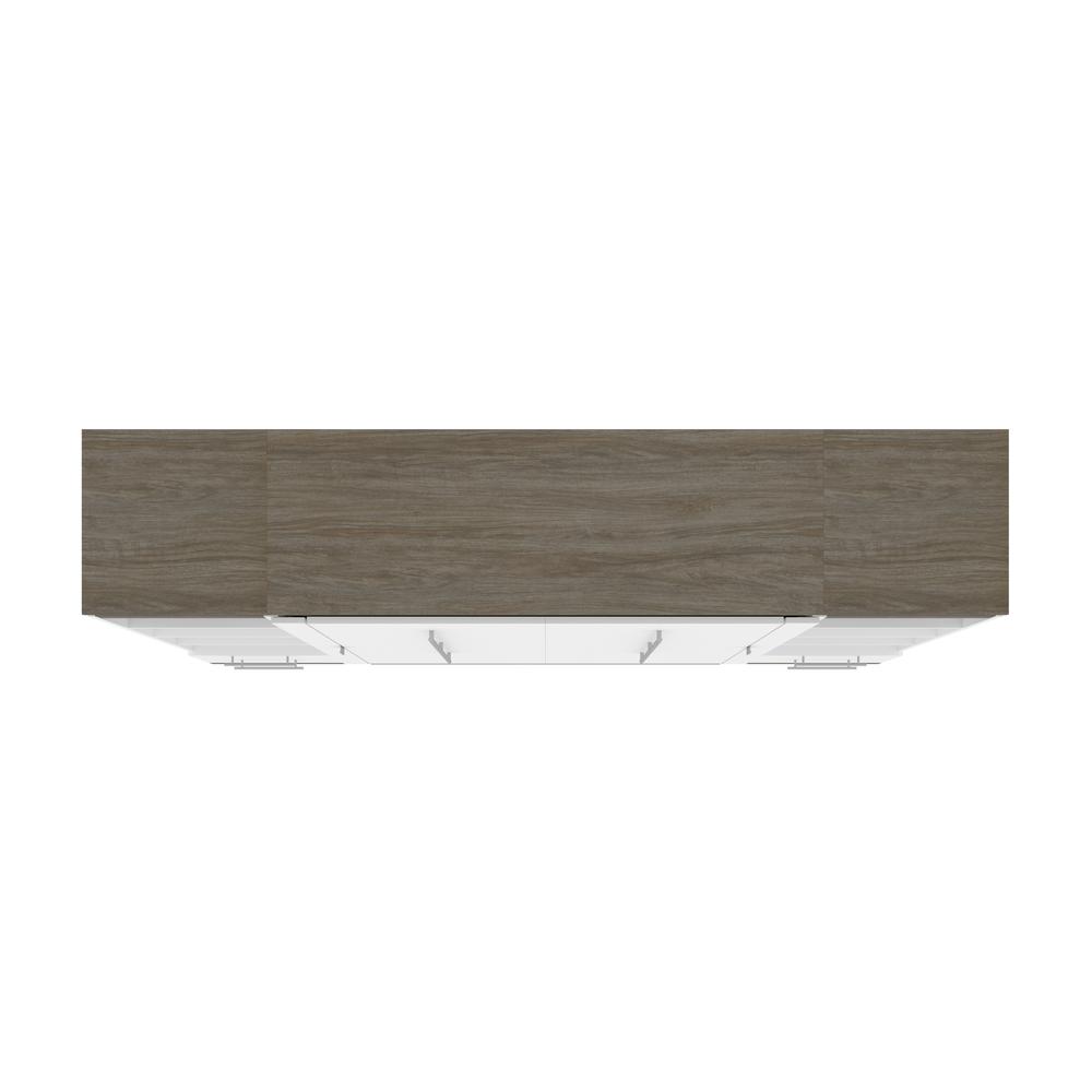 100W Full Murphy Bed with Shelves and Drawers (100W) in White and Walnut Grey. Picture 22