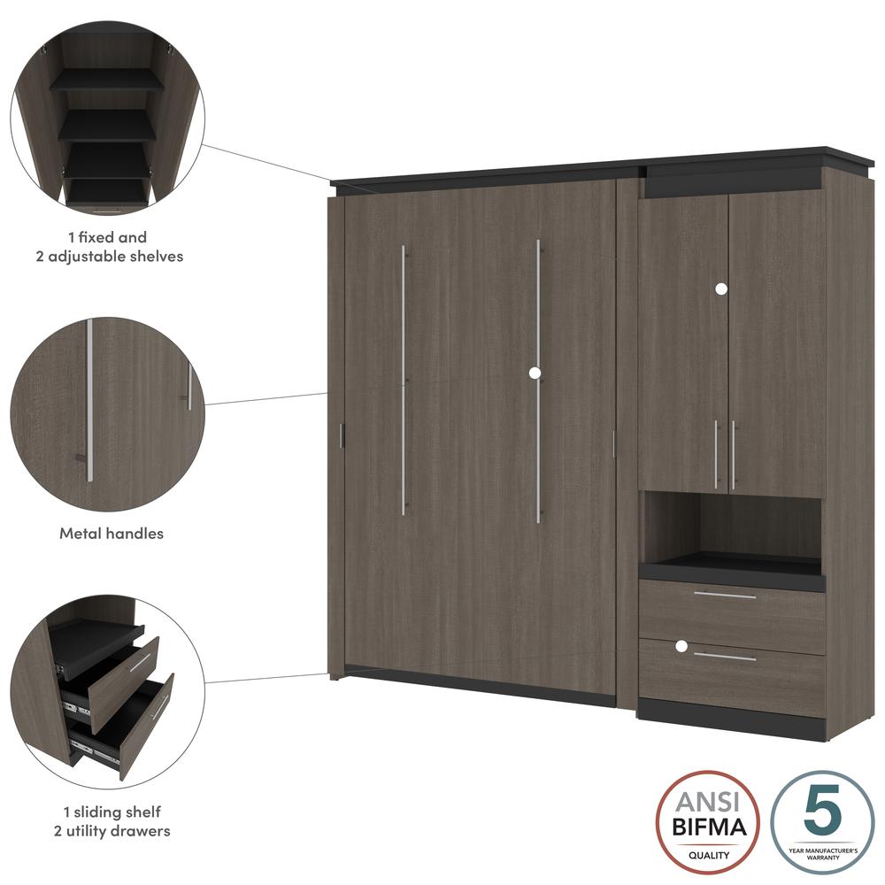 Orion Full Murphy Bed with Storage Cabinet and Pull-Out Shelf (91W). Picture 6
