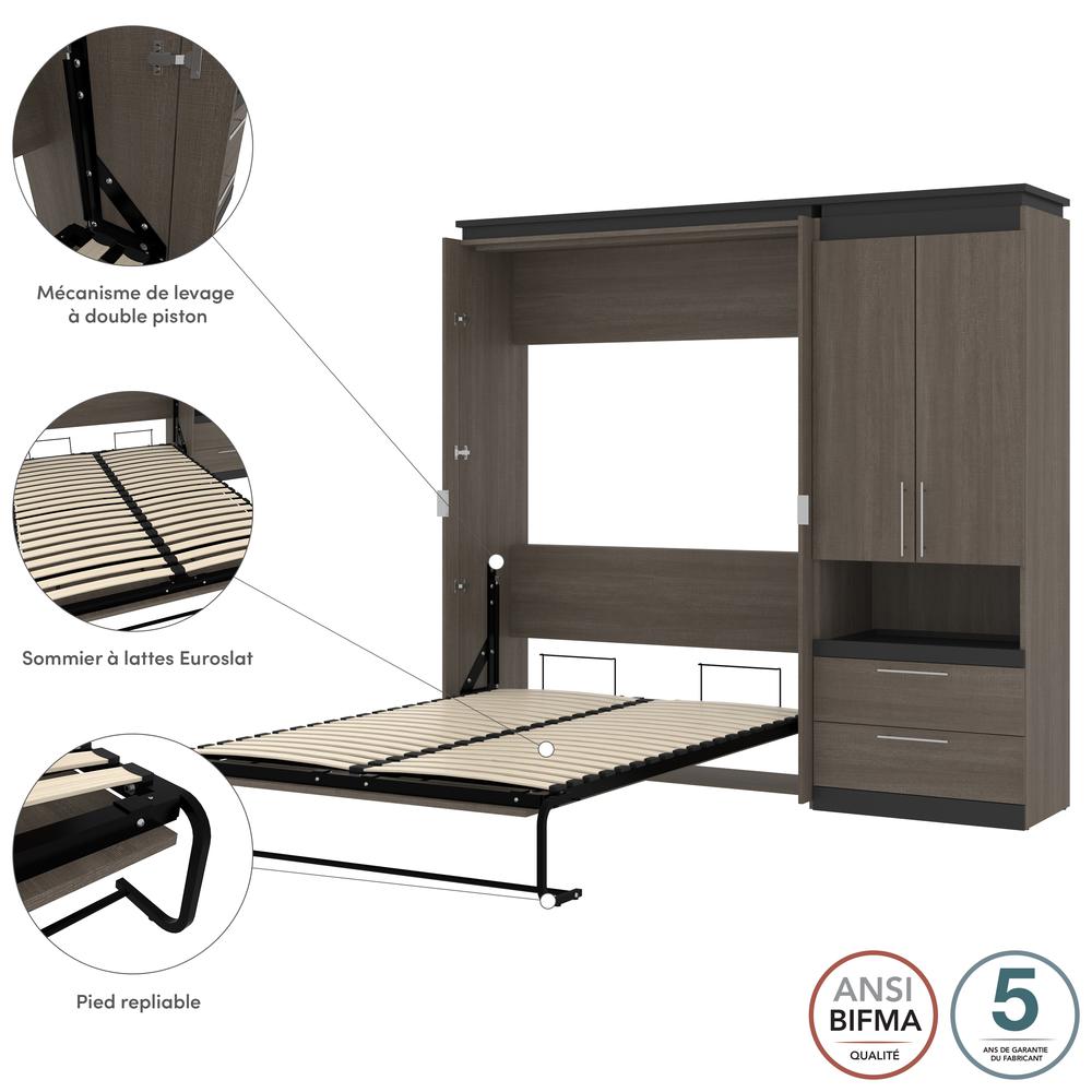 Orion Full Murphy Bed with Storage Cabinet and Pull-Out Shelf (91W). Picture 7