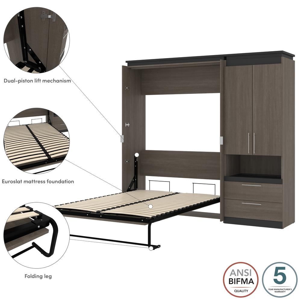 Orion Full Murphy Bed with Storage Cabinet and Pull-Out Shelf (91W). Picture 8