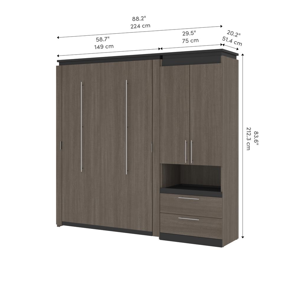 Orion Full Murphy Bed with Storage Cabinet and Pull-Out Shelf (91W). Picture 9