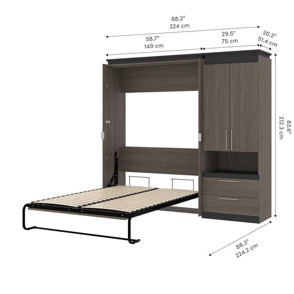 Orion Full Murphy Bed with Storage Cabinet and Pull-Out Shelf (91W). Picture 10